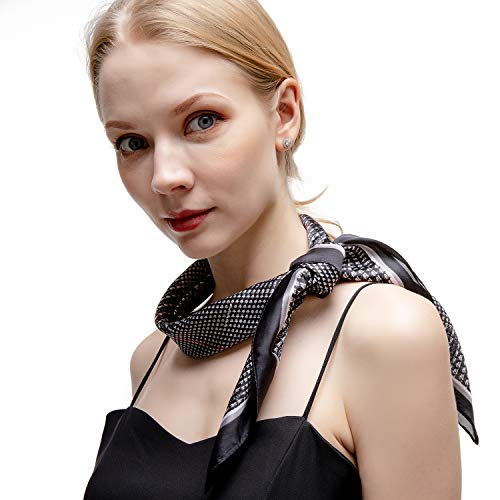 RIIQIICHY Pañuelo de Seda para Mujer Pañuelos para Cuello Colores y Diseños Variados 70 x 70 cm