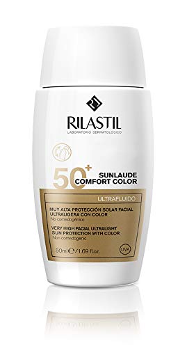 Rilastil Sunlaude Comfort - Ultrafluido Facial con Color y Protección Solar SPF 50+, 50 ml