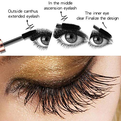 Rímel de fibras de seda 4D, con impresión en los ojos, extensión líquida, más adecuado para aumentar y alargar las pestañas, impermeable a largo plazo, natural, no tóxico, poco alérgico (negro)