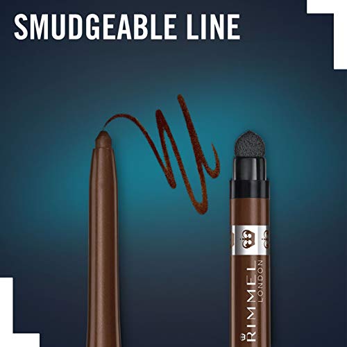 Rimmel London Exaggerate Automatic Eyeliner Waterproof - Delineador de Ojos Retráctil, Tono 212- Marrón (Rich Brown), 0.28 gr