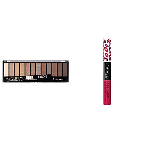 Rimmel London Magnifeyes Nude Edition Paleta de Sombras, Tono 1 + Pintalabios Provocalips Tono 420