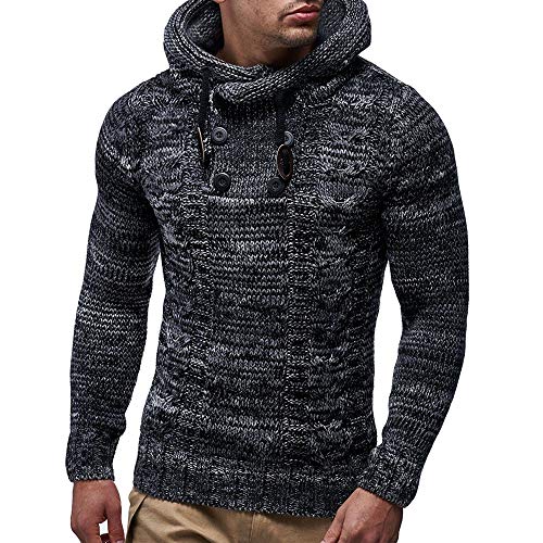 Riou Botón Casual de otoño e Invierno Sudadera con Capucha de los Hombres de Gran tamaño Camiseta de Manga Larga con Capucha Camisa Chaqueta Chaqueta Ropa