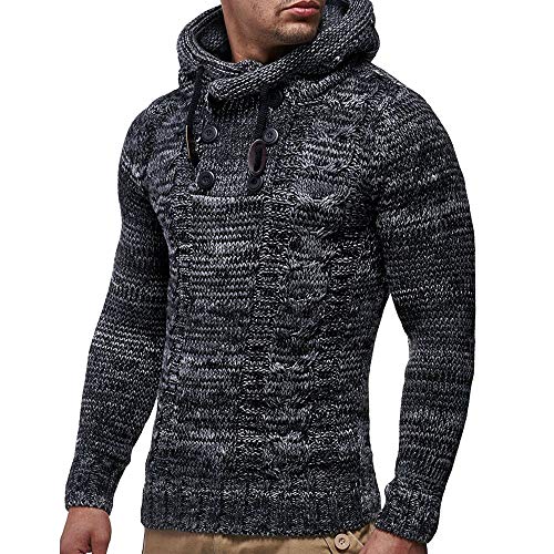 Riou Botón Casual de otoño e Invierno Sudadera con Capucha de los Hombres de Gran tamaño Camiseta de Manga Larga con Capucha Camisa Chaqueta Chaqueta Ropa