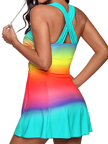 riou Conjunto de Tankinis Mujer Talla Grande Traje de baño Push up Beachwear Bikini Acolchado Gran Talle Alto con Estampado Degradado Playa de Verano de Dos Piezas Traje de baño