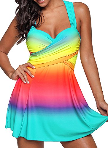 riou Conjunto de Tankinis Mujer Talla Grande Traje de baño Push up Beachwear Bikini Acolchado Gran Talle Alto con Estampado Degradado Playa de Verano de Dos Piezas Traje de baño