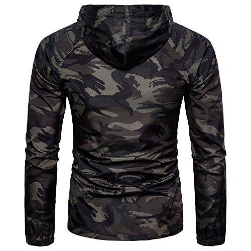 riou Hombre Camuflaje Estampado Bronceado Sudadera con Capucha Blusa Superior Sudadera con Capucha