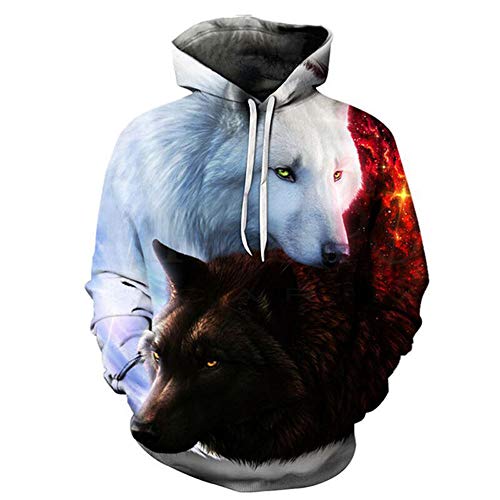 riou Hombre Unisex Sudaderas con Capucha Impreso Arte Suéter Cuello Redondo de Mangas Largas con Varios Estilos Sudadera
