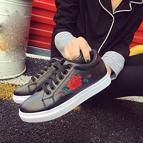 riou Zapatillas Deportivas de Mujer Zapatos Bordados Flor Blanca de Encaje Zapatillas Respirable Mocasines Deportes Casual Sandalias Antideslizantes Correr Calzado Deportivo Zapatilla
