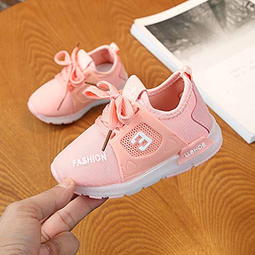 Riou Zapatos para niños niñas Original Zapatos Ligeros con Flash LED Zapatos Deportivos Luminoso y Suave Deporte Sandalias Malla Tejida voladora Antideslizantes Zapatos de Princesa