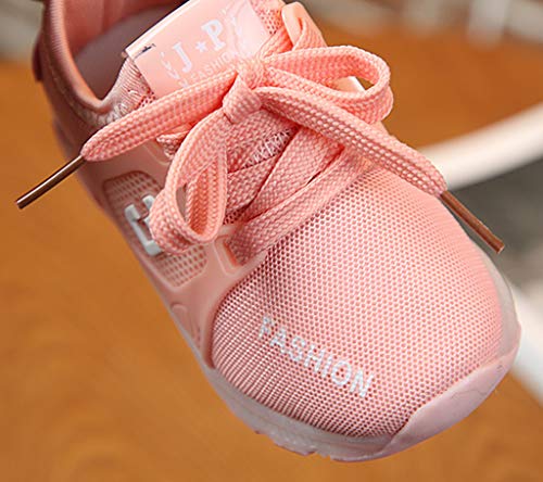 Riou Zapatos para niños niñas Original Zapatos Ligeros con Flash LED Zapatos Deportivos Luminoso y Suave Deporte Sandalias Malla Tejida voladora Antideslizantes Zapatos de Princesa