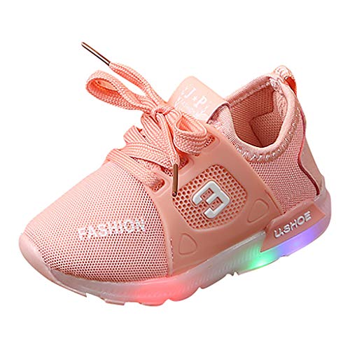 Riou Zapatos para niños niñas Original Zapatos Ligeros con Flash LED Zapatos Deportivos Luminoso y Suave Deporte Sandalias Malla Tejida voladora Antideslizantes Zapatos de Princesa