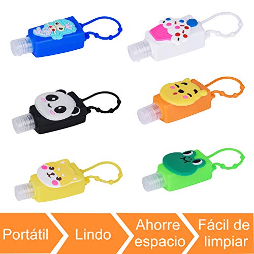 RIRGI Botellas de Viaje Portátiles para Niños, Botellas Vacias para Gel, Rellena Desinfectante de Manos, Crema Solar, Gel Hidroalcoholico, Jabón Líquido, Champús, Loción etc, 6 Piezas -30ml
