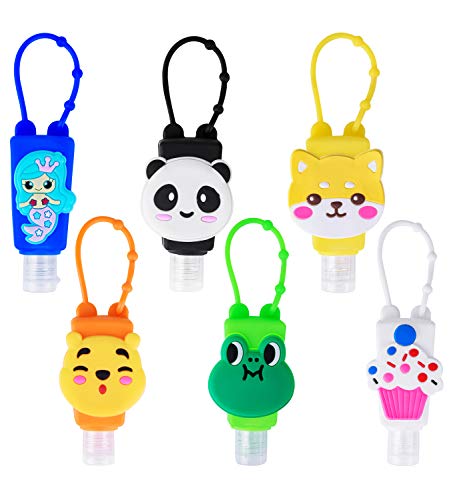 RIRGI Botellas de Viaje Portátiles para Niños, Botellas Vacias para Gel, Rellena Desinfectante de Manos, Crema Solar, Gel Hidroalcoholico, Jabón Líquido, Champús, Loción etc, 6 Piezas -30ml