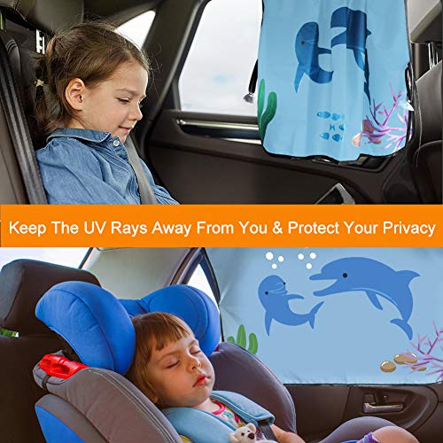 RIRGI Parasol Coche Bebe, Parasol Coche Infantil Lateral, Bloqueo de Rayos UV Nocivos, Parasoles magnético para Proteger del Sol a Bebés y Mascotas, 2 Unidades 69X48cm (Negro)