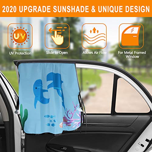 RIRGI Parasol Coche Bebe, Parasol Coche Infantil Lateral, Bloqueo de Rayos UV Nocivos, Parasoles magnético para Proteger del Sol a Bebés y Mascotas, 2 Unidades 69X48cm (Negro)