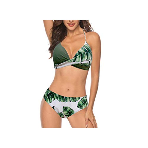 Riseado Leaf Printing Bikini Set Push Up Swimwear Women Patchwork Bathing Suit Women Halter Beachwear New Sexy Bikini Mujer Red XL