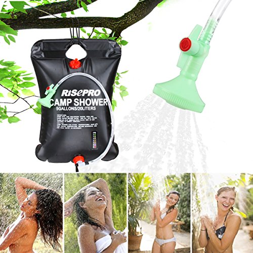 RISEPRO - Bolsa de Ducha Solar de 20 litros para Calentar solares, para Acampada, Ducha, indicador de Temperatura, Agua Caliente, 45 °C, Senderismo, Escalada C1004
