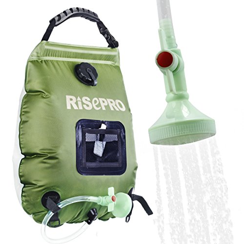 RISEPRO  Bolsa solar de ducha, 5 galones/20 l. Bolsa de ducha con calefacción solar para acampar con agua caliente a temperatura 45 °C, para senderismo, escalada