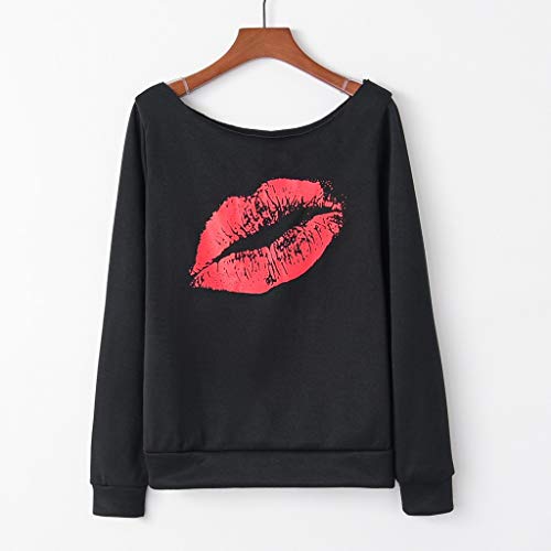 RISTHY Sudadera Manga Larga Mujer Chaqueta Suéter Abrigo Jersey Mujer Otoño Invierno Tops Blusas Cuello Redondo Mujer Casual Sudadera Impreso Labio Mujer