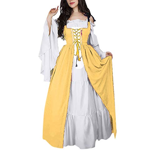 RISTHY Vestidos de Fiesta Gótico Mujeres Vestidos Medieval Vestidos Cosplay Manga Trompeta Retro Cuello Cuadrado Renacentista Princesa de Las Mujeres Vestidos Largos para Mujeres