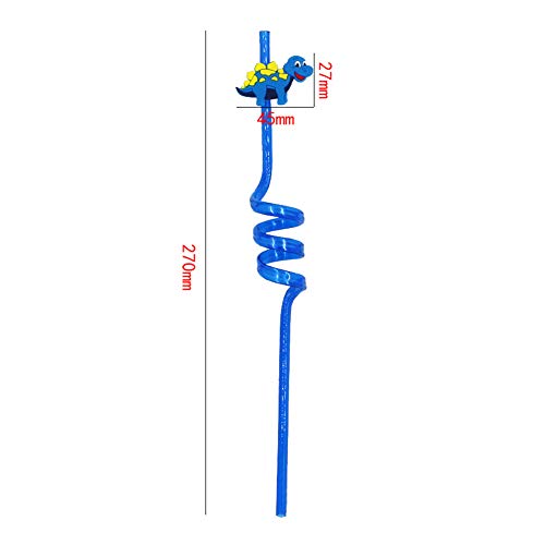 Rizado Paja Partido 16Pcs Reutilizable De Plástico Pajita La Fiesta De Cumplea?os Del Dinosaurio Del Bebé Ducha Rizado Paja Casa Y Jardín