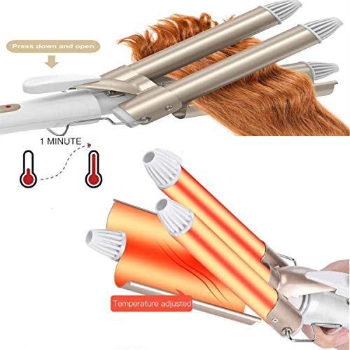 Rizador de pelo con 3 barriles, ondas grandes, 22 mm, ajustable, para cabello largo y corto