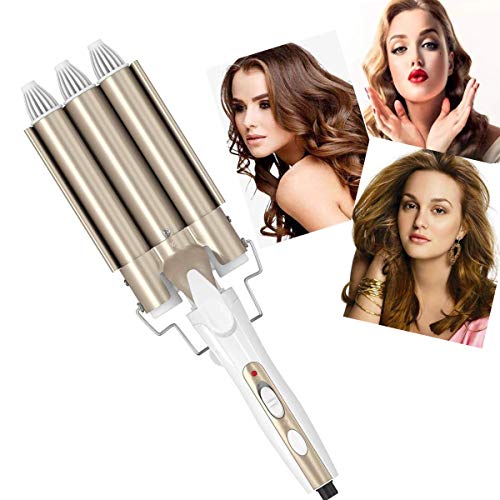 Rizador de pelo con 3 barriles, ondas grandes, 22 mm, ajustable, para cabello largo y corto