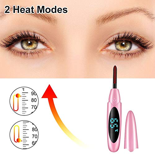 Rizador de Pestañas Calentado,Rizador de Pestañas Termico,Rizador de Pestañas Electrico,Interfaz Tipo-C de Carga Rápida, Con Cepillo de Limpieza, Temperatura Ajustable,Mantener Resultados Duraderos