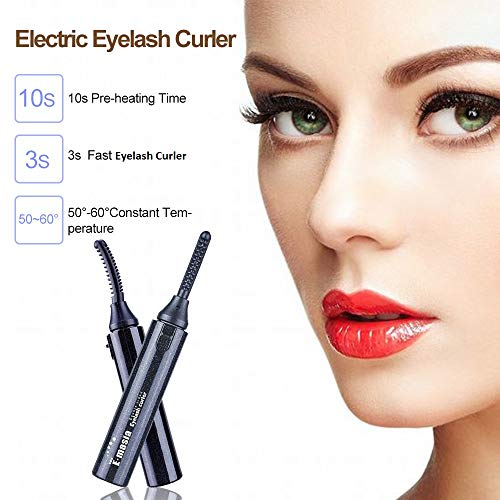 Rizador de Pestañas Eléctrico, COCOFLY Rizador de Pestañas Termico con Cabeza de Silicona Calefacción, Profesional Maquillaje Herramienta para rizar pestañas para Sin dolor Duradero Rizo - Negro