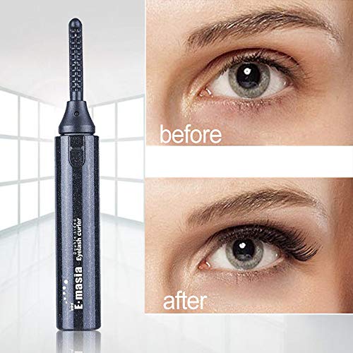 Rizador de Pestañas Eléctrico, COCOFLY Rizador de Pestañas Termico con Cabeza de Silicona Calefacción, Profesional Maquillaje Herramienta para rizar pestañas para Sin dolor Duradero Rizo - Negro