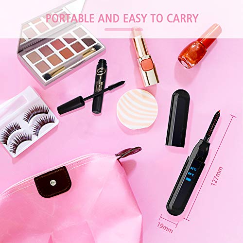 Rizador de Pestañas Eléctrico, Mini Portable Rizador de Pestañas Termico, Calentamiento Rápido Rizo Natural de Larga Duración, USB Recargable Pantalla digital LCD