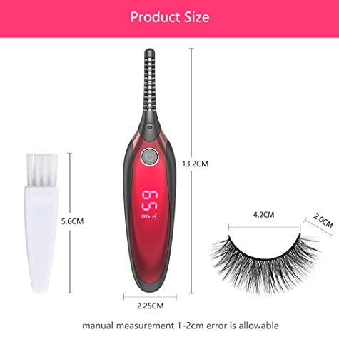 Rizador de Pestañas Termico Profesional, Electrico Mini Rizador Pestañas Rizar Pestañas y Long Lasting con Control Digital 4 Opciones de Temperatura