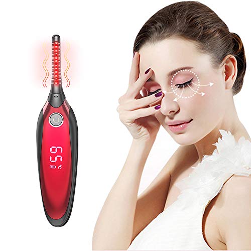 Rizador de Pestañas Termico Profesional, Electrico Mini Rizador Pestañas Rizar Pestañas y Long Lasting con Control Digital 4 Opciones de Temperatura