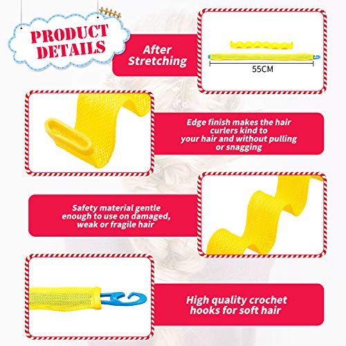 Rizadores de pelo en espiral, juego de 30 piezas, sin calor, rizadores en espiral, rizadores de pelo, estilo ondulado, con 2 ganchos para peinar para cabello extra largo y la mayoría de peinados