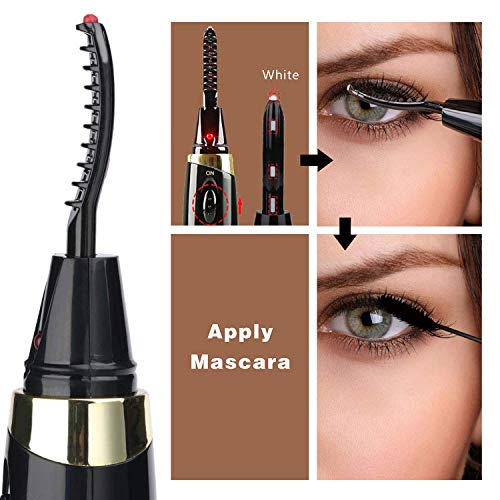 Rizadores de Pestañas, BOPAI Rizador de Pestañas con Calefacción Mini Rizador de Pestañas con Peine para Maquillaje Herramientas de Rizado de Belleza