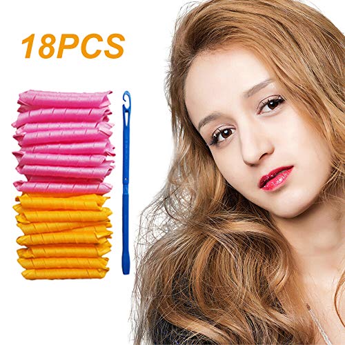 Rizos Espirales Kit, Rulos para el Pelo, Rizadores de pelo mágicos en espiral, Magic Hair Curlers Spiral Curls Styling Kit, Rizadores de pelo sin calor para cabello para Pelo Largo, Mediano y Corto