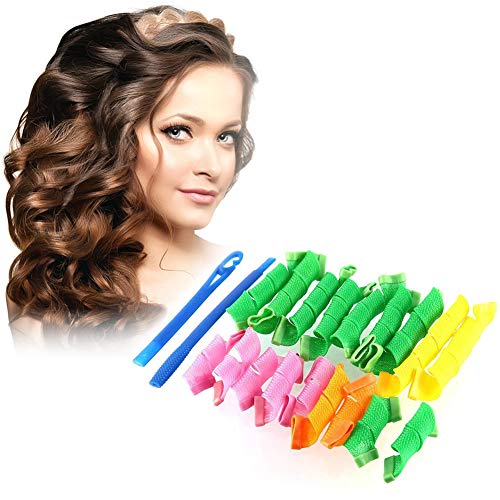 Rizos Espirales Kit, Rulos para el Pelo, Rizadores de pelo mágicos en espiral, Magic Hair Curlers Spiral Curls Styling Kit, Rizadores de pelo sin calor para cabello para Pelo Largo, Mediano y Corto