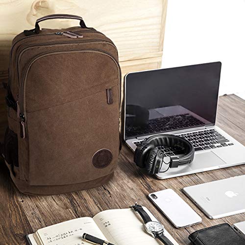 RJEU Mochila De Lona Vintage, Mochila para Portátil 17.3 Pulgadas, Casual Escuela Unisex Moda Mochila para Acampar Viaje de Faxsthy