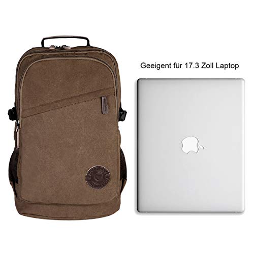 RJEU Mochila De Lona Vintage, Mochila para Portátil 17.3 Pulgadas, Casual Escuela Unisex Moda Mochila para Acampar Viaje de Faxsthy
