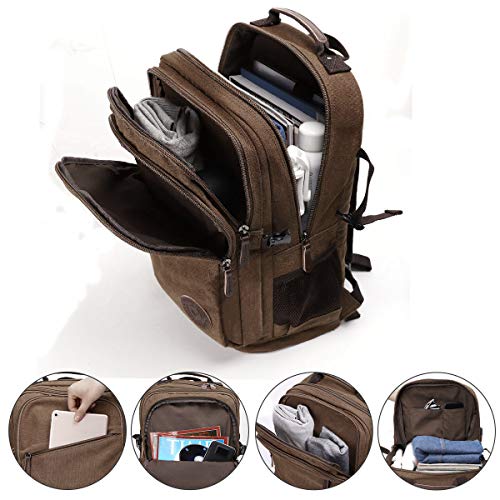 RJEU Mochila De Lona Vintage, Mochila para Portátil 17.3 Pulgadas, Casual Escuela Unisex Moda Mochila para Acampar Viaje de Faxsthy
