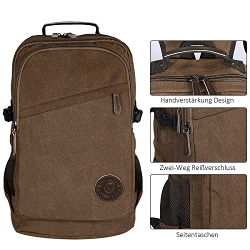 RJEU Mochila De Lona Vintage, Mochila para Portátil 17.3 Pulgadas, Casual Escuela Unisex Moda Mochila para Acampar Viaje de Faxsthy