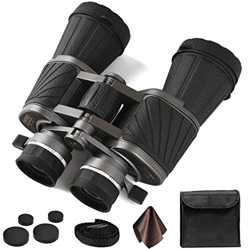 RLFDC 10 X 50 Binoculares Potentes - Binoculares Plegable Compacto con BAK4 Prism, FMC Lente, Prueba De Niebla Y Resistente Al Agua para Adultos/Niños/Outdoorbirding/Viajar/Turismo/Caza