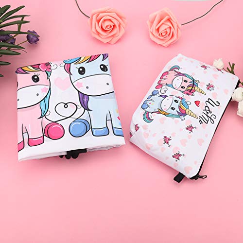 RLGPBON Pack de 5 Regalos de Unicornio para niñas, Mochila con cordón Bags/Maquillaje Bolsa/Collar Aleación Cadena/Lazos para el Cabello