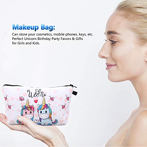 RLGPBON Pack de 5 Regalos de Unicornio para niñas, Mochila con cordón Bags/Maquillaje Bolsa/Collar Aleación Cadena/Lazos para el Cabello