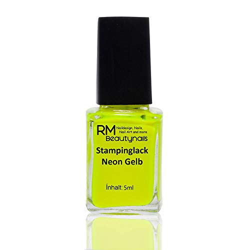 RM beautynails - Esmalte para estampado, colores Neon, Juego de 6 x 4 ml: Rojo, Amarillo, Verde, Rosa, Morado, Naranja - Esmalte de uñas