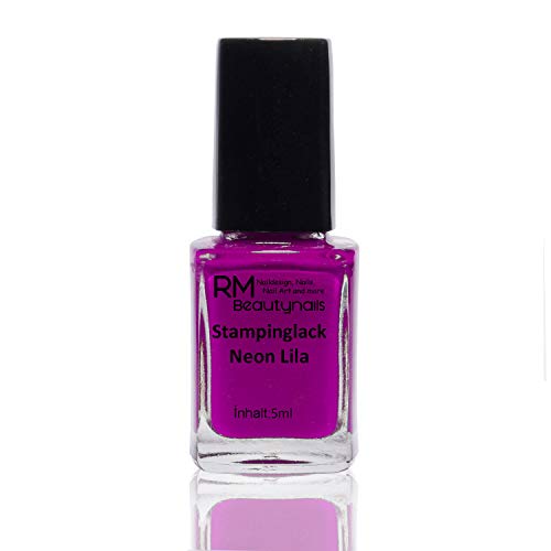 RM beautynails - Esmalte para estampado, colores Neon, Juego de 6 x 4 ml: Rojo, Amarillo, Verde, Rosa, Morado, Naranja - Esmalte de uñas