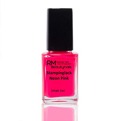 RM beautynails - Esmalte para estampado, colores Neon, Juego de 6 x 4 ml: Rojo, Amarillo, Verde, Rosa, Morado, Naranja - Esmalte de uñas