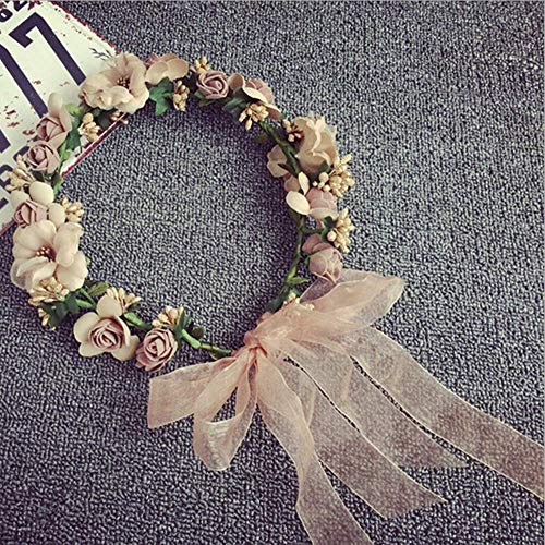 Rmeet Flor Corona,Diademas de Flores Garland Mujer Venda de Pelo Boho Cinta de Banda para Sombrero Ornamento Fiesta Festival Playa Travle Nupcial Boda Accesorios Ninos