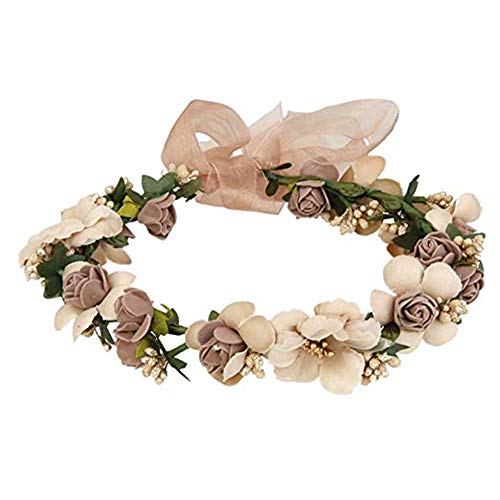 Rmeet Flor Corona,Diademas de Flores Garland Mujer Venda de Pelo Boho Cinta de Banda para Sombrero Ornamento Fiesta Festival Playa Travle Nupcial Boda Accesorios Ninos