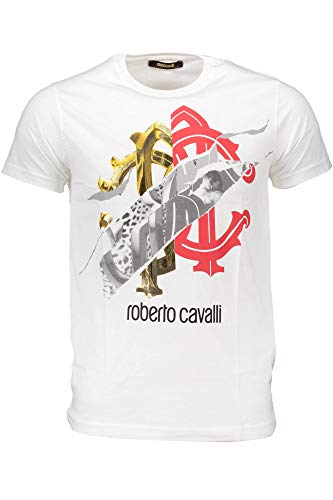 ROBERTO CAVALLI Camiseta Hombre Cuello Redondo Manga Corta Blanco Talla M